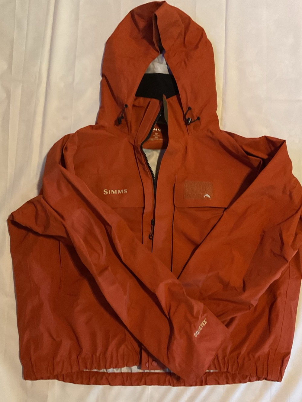 Simms Men's Rust-Orange Hooded Rain Jacket